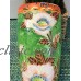 VTG Japan Wall Pocket Moriage Hand Painted Japan Planter Vase GREEN WITH FLOWERS   323389448375